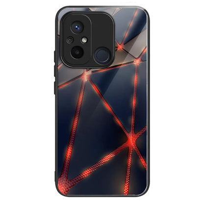 For Xiaomi Redmi 12C 4G Tempered Glass Case Pattern Printing Shockproof Phone Cover