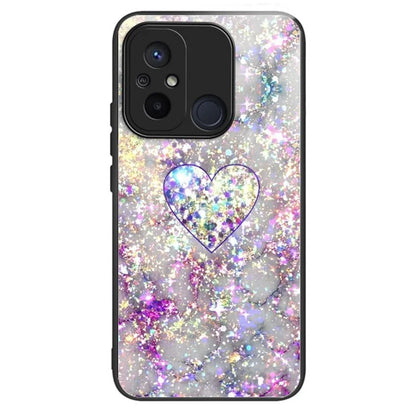 For Xiaomi Redmi 12C 4G Tempered Glass Case Pattern Printing Shockproof Phone Cover