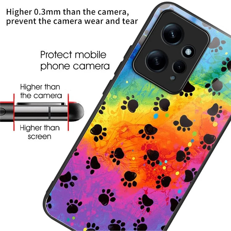 For Xiaomi Redmi Note 12 4G Phone Case Tempered Glass+TPU Anti-drop Cover