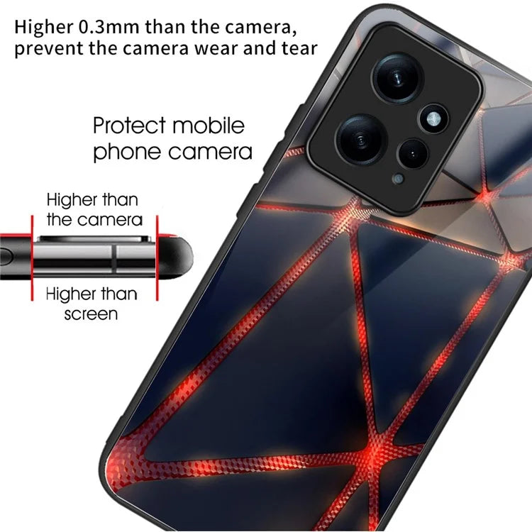 For Xiaomi Redmi Note 12 4G Phone Case Tempered Glass+TPU Anti-drop Cover