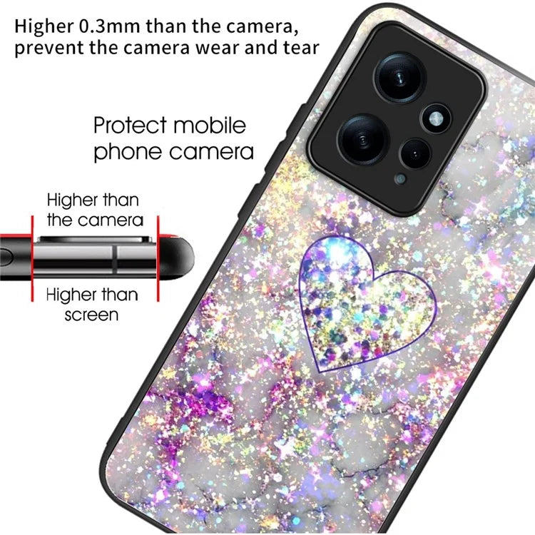 For Xiaomi Redmi Note 12 4G Phone Case Tempered Glass+TPU Anti-drop Cover