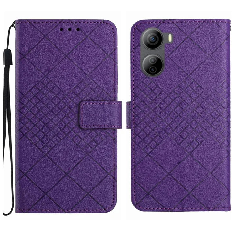HT06 For ZTE Libero 5G IV Case PU Leather+TPU Litchi Texture Phone Stand Cover
