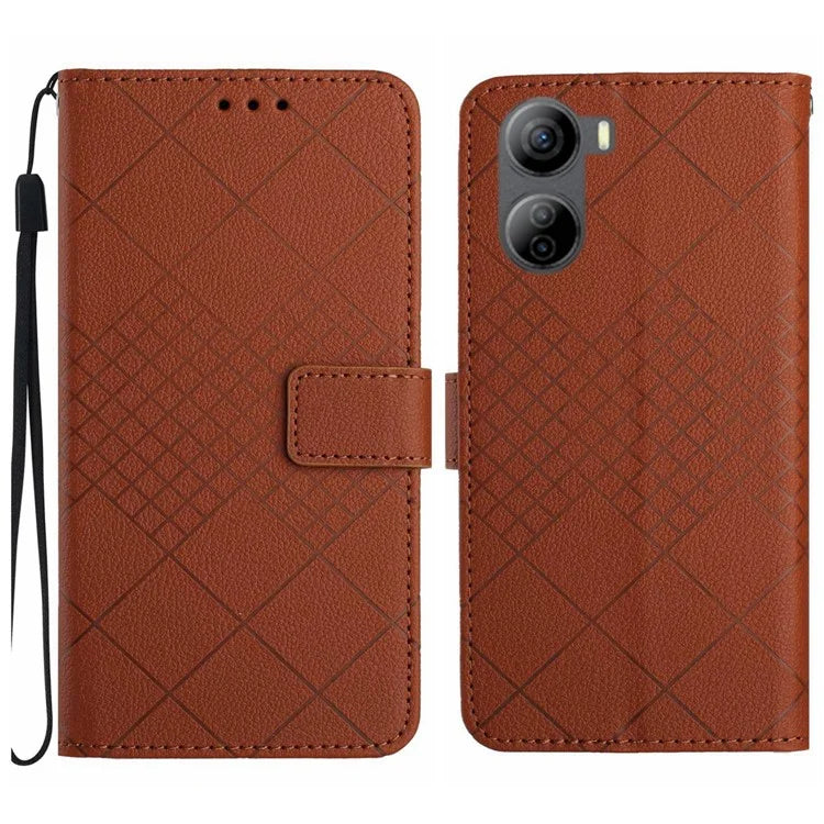 HT06 For ZTE Libero 5G IV Case PU Leather+TPU Litchi Texture Phone Stand Cover
