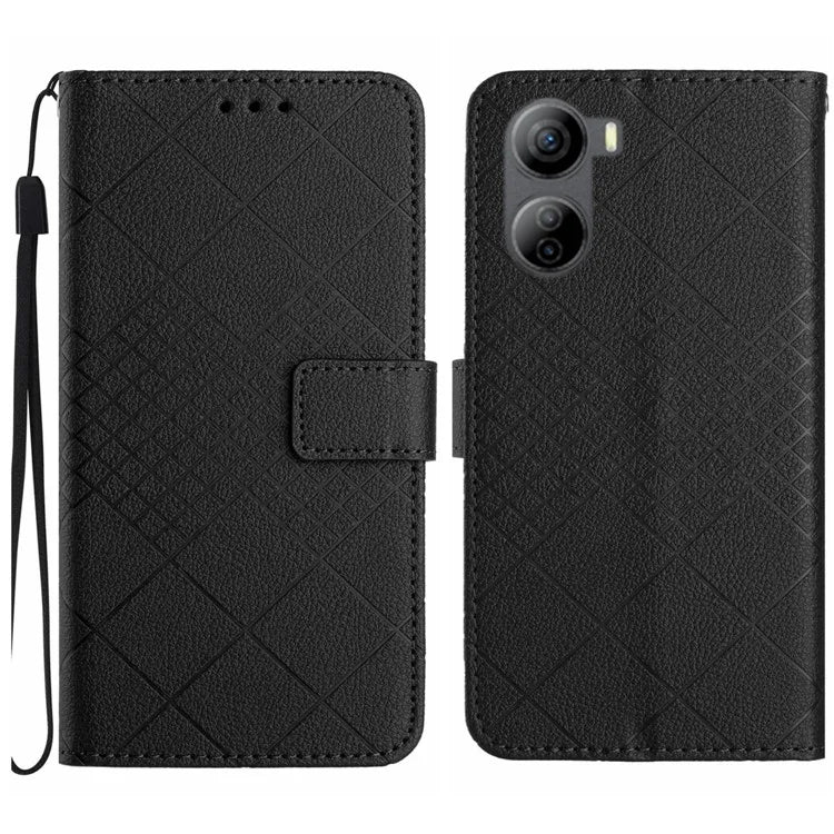 HT06 For ZTE Libero 5G IV Case PU Leather+TPU Litchi Texture Phone Stand Cover