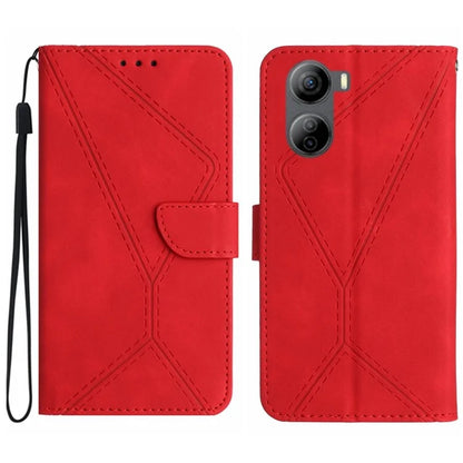 HT05 For ZTE Libero 5G IV Case Leather Splicing Imprinted Line Phone Wallet Cover