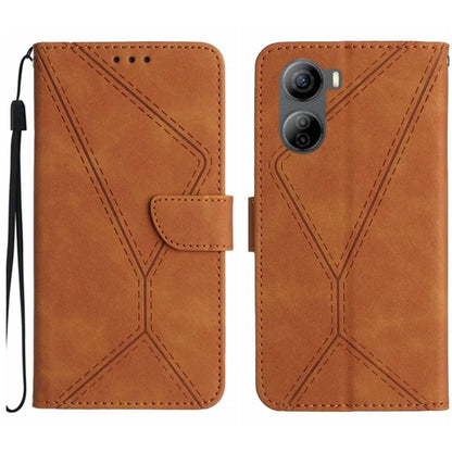 HT05 For ZTE Libero 5G IV Case Leather Splicing Imprinted Line Phone Wallet Cover