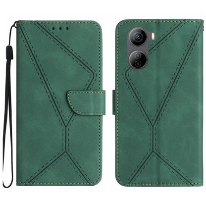 HT05 For ZTE Libero 5G IV Case Leather Splicing Imprinted Line Phone Wallet Cover