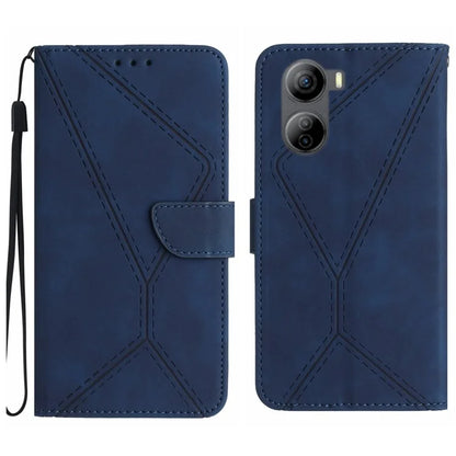 HT05 For ZTE Libero 5G IV Case Leather Splicing Imprinted Line Phone Wallet Cover