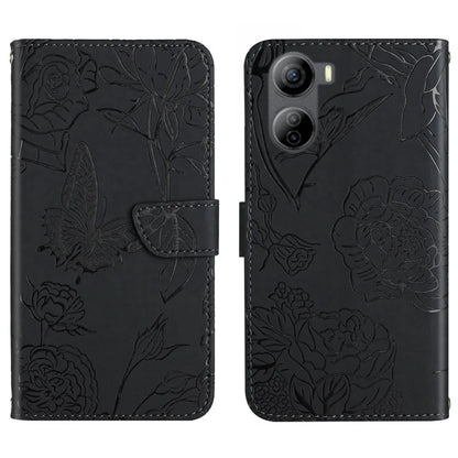 HT03 For ZTE Libero 5G IV Case Imprinted Leather Wallet Phone Cover with Long Strap