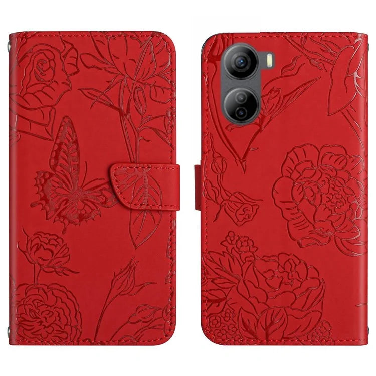 HT03 For ZTE Libero 5G IV Case Imprinted Leather Wallet Phone Cover with Long Strap
