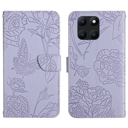 HT03 For Honor X8b 4G Cell Phone Cover Imprinted Leather Card Holder Case with Shoulder Strap
