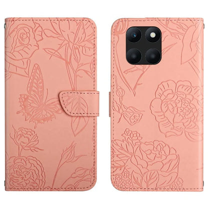 HT03 For Honor X8b 4G Cell Phone Cover Imprinted Leather Card Holder Case with Shoulder Strap