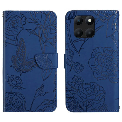 HT03 For Honor X8b 4G Cell Phone Cover Imprinted Leather Card Holder Case with Shoulder Strap