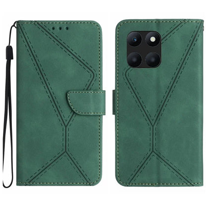 HT05 For Honor X8b 4G Magnetic Phone Case Leather Imprinted Line Cover with Wrist Strap