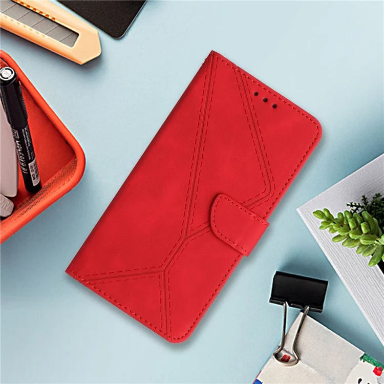 HT05 For Honor X8b 4G Magnetic Phone Case Leather Imprinted Line Cover with Wrist Strap