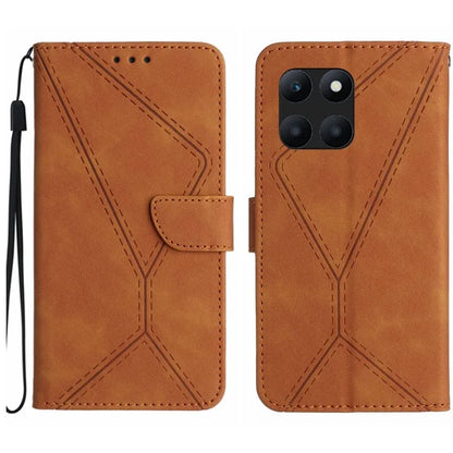 HT05 For Honor X8b 4G Magnetic Phone Case Leather Imprinted Line Cover with Wrist Strap
