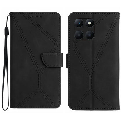 HT05 For Honor X8b 4G Magnetic Phone Case Leather Imprinted Line Cover with Wrist Strap