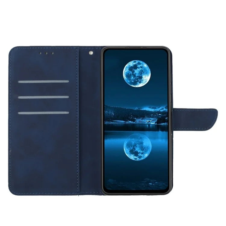 HT05 For Honor X8b 4G Magnetic Phone Case Leather Imprinted Line Cover with Wrist Strap