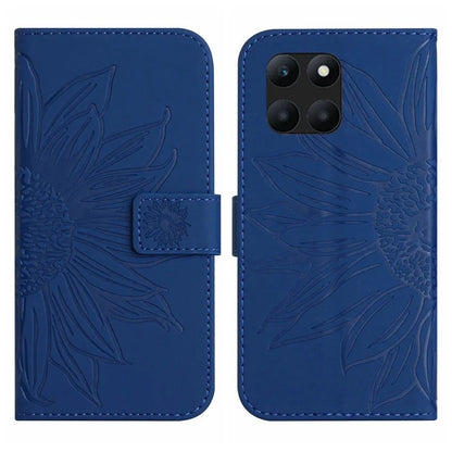 HT04 For Honor X8b 4G Magnetic Phone Case Sunflower Imprint PU Leather Wallet Cover