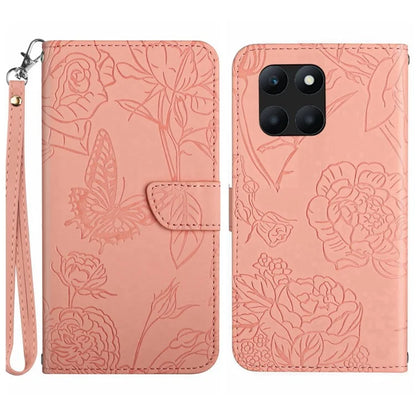 HT03 For Honor X8b 4G Wallet Case Leather Skin-touch Phone Cover with Hand Strap