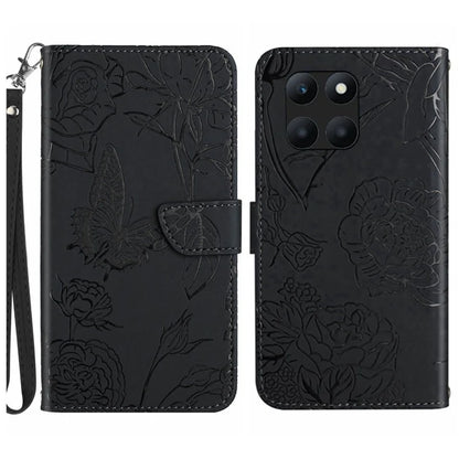 HT03 For Honor X8b 4G Wallet Case Leather Skin-touch Phone Cover with Hand Strap