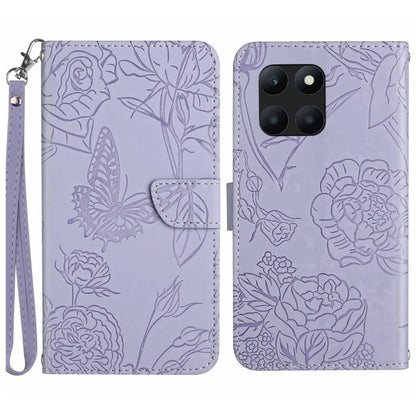 HT03 For Honor X8b 4G Wallet Case Leather Skin-touch Phone Cover with Hand Strap
