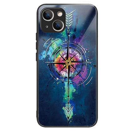 For iPhone 15 Phone Case Pattern Design Anti-Scratch Tempered Glass Back Cover