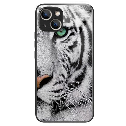 For iPhone 15 Phone Case Pattern Design Anti-Scratch Tempered Glass Back Cover