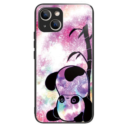 For iPhone 15 Plus Tempered Glass Phone Case Shockproof Pattern Printed Cover