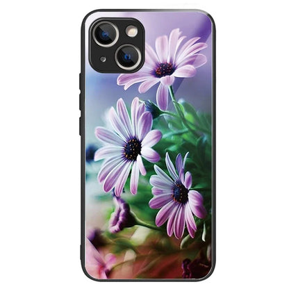 For iPhone 15 Plus Tempered Glass Phone Case Shockproof Pattern Printed Cover