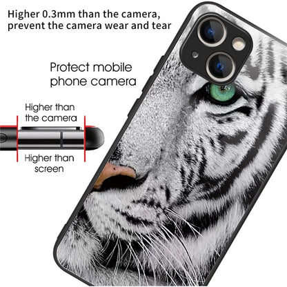 For iPhone 15 Plus Tempered Glass Phone Case Shockproof Pattern Printed Cover