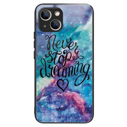 For iPhone 15 Plus Tempered Glass Phone Case Shockproof Pattern Printed Cover