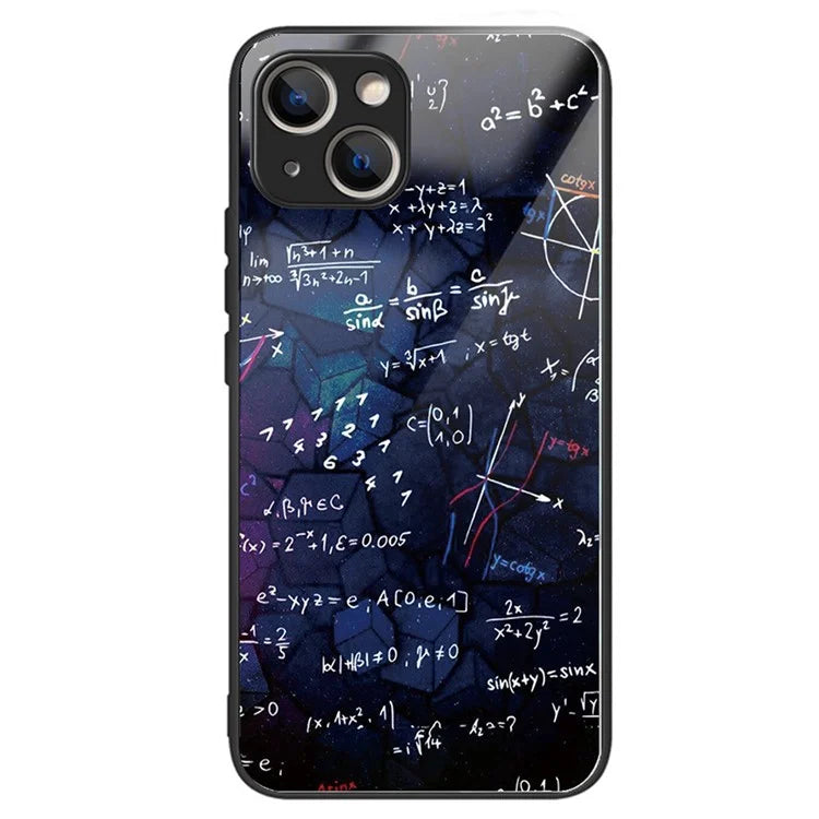 For iPhone 15 Plus Tempered Glass Phone Case Shockproof Pattern Printed Cover