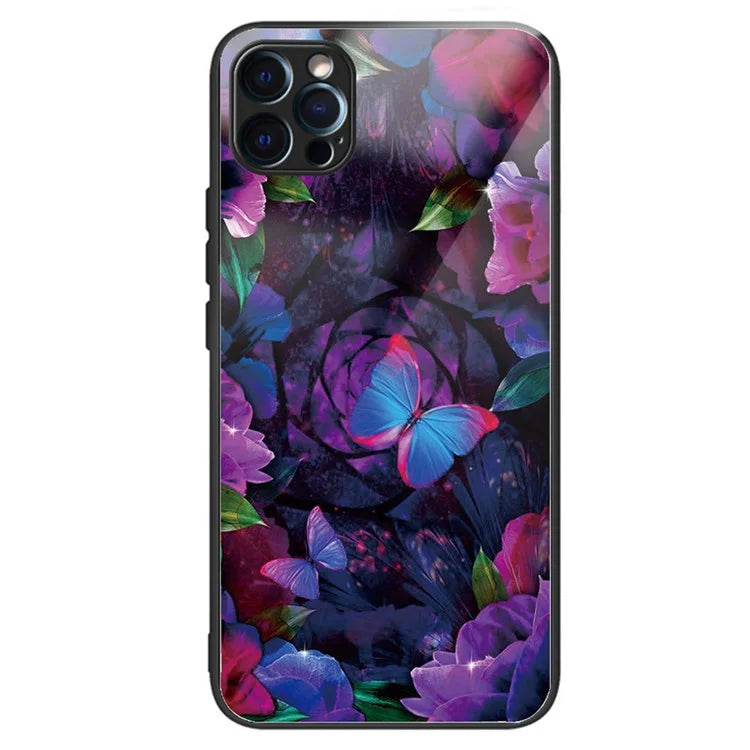 For iPhone 15 Pro Pattern Tempered Glass Case Protective Phone Cover