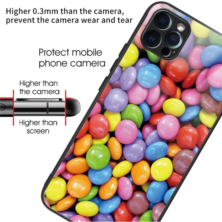For iPhone 15 Pro Pattern Tempered Glass Case Protective Phone Cover