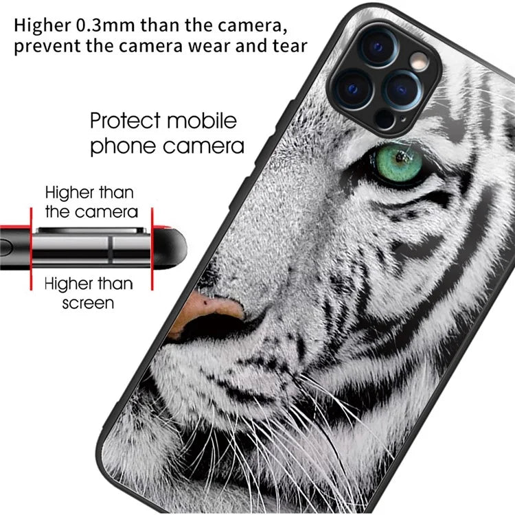 For iPhone 15 Pro Pattern Tempered Glass Case Protective Phone Cover