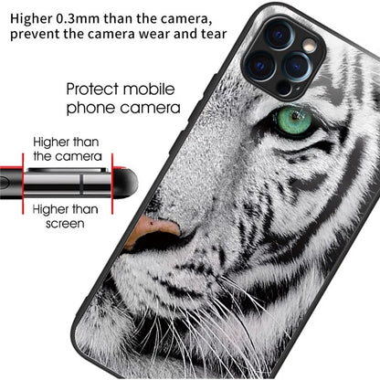 For iPhone 15 Pro Pattern Tempered Glass Case Protective Phone Cover