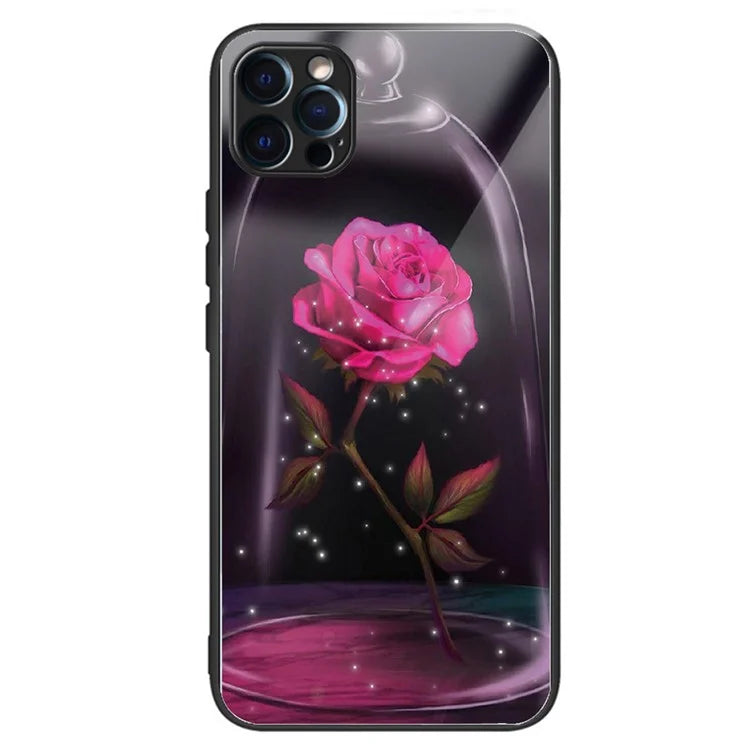 For iPhone 15 Pro Pattern Tempered Glass Case Protective Phone Cover