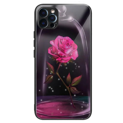 For iPhone 15 Pro Pattern Tempered Glass Case Protective Phone Cover