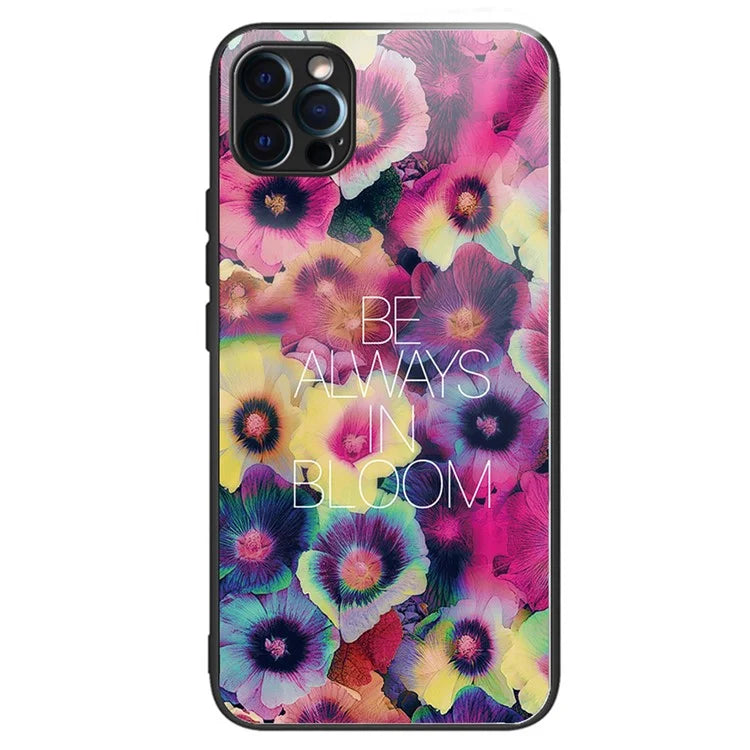 For iPhone 15 Pro Pattern Tempered Glass Case Protective Phone Cover