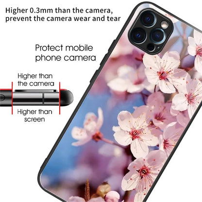 For iPhone 15 Pro Pattern Tempered Glass Case Protective Phone Cover