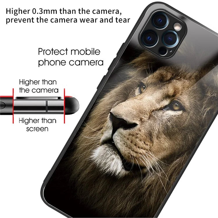 For iPhone 15 Pro Pattern Tempered Glass Case Protective Phone Cover