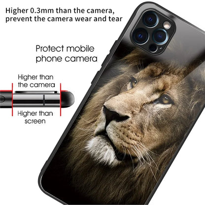 For iPhone 15 Pro Pattern Tempered Glass Case Protective Phone Cover