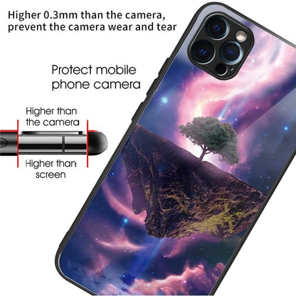For iPhone 15 Pro Pattern Tempered Glass Case Protective Phone Cover