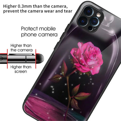 For iPhone 15 Pro Max Pattern Printing Case Anti-Scratch Tempered Glass Phone Cover