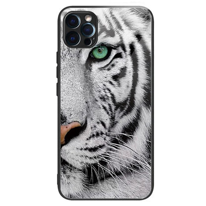 For iPhone 15 Pro Max Pattern Printing Case Anti-Scratch Tempered Glass Phone Cover