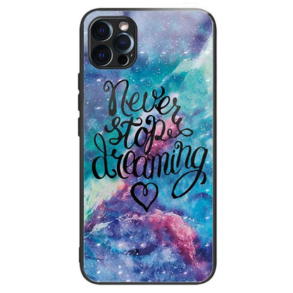 For iPhone 15 Pro Max Pattern Printing Case Anti-Scratch Tempered Glass Phone Cover