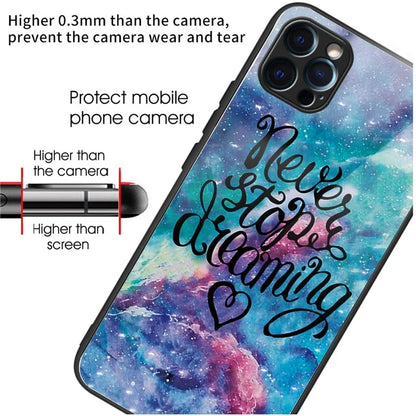 For iPhone 15 Pro Max Pattern Printing Case Anti-Scratch Tempered Glass Phone Cover