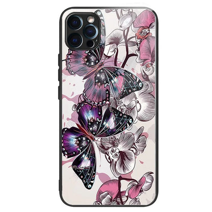 For iPhone 15 Pro Max Pattern Printing Case Anti-Scratch Tempered Glass Phone Cover
