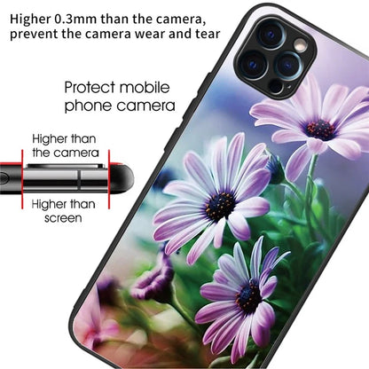 For iPhone 15 Pro Max Pattern Printing Case Anti-Scratch Tempered Glass Phone Cover
